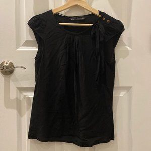 Zara Semi Sheer Black & Pink Top